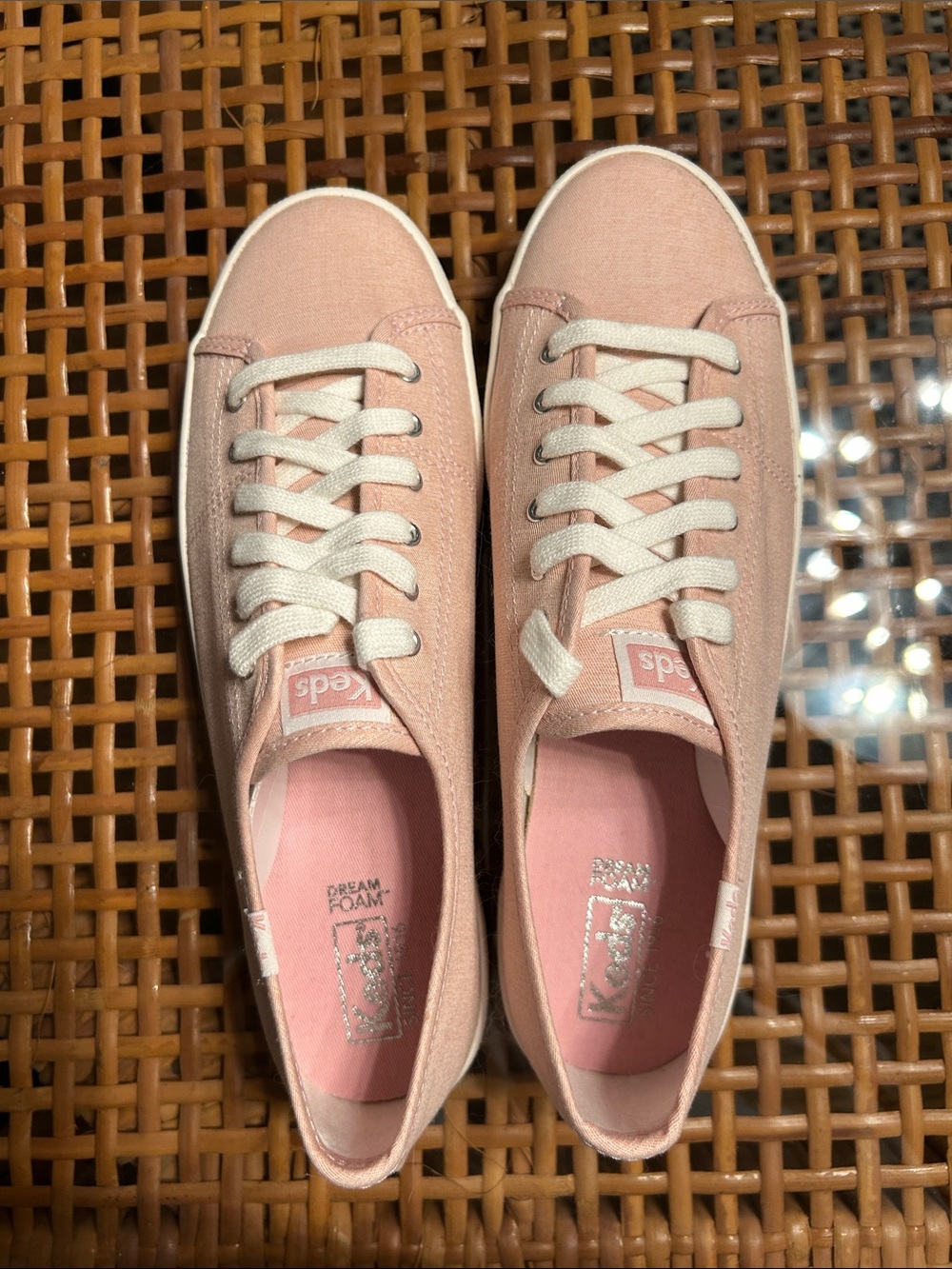 Keds Pink Canvas Lace-Up Sneakers with White Laces